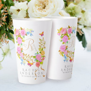 Romantics Blooming Garden Monogram White Latte Mug