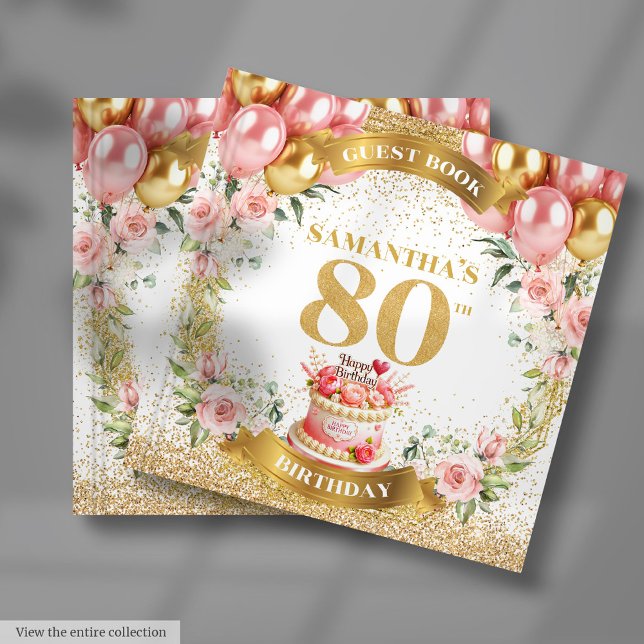Romantique 80e anniversaire Livre d'hôtes Blush Ba (Romantic 80th Birthday Guest Book Blush Balloon Pop

)