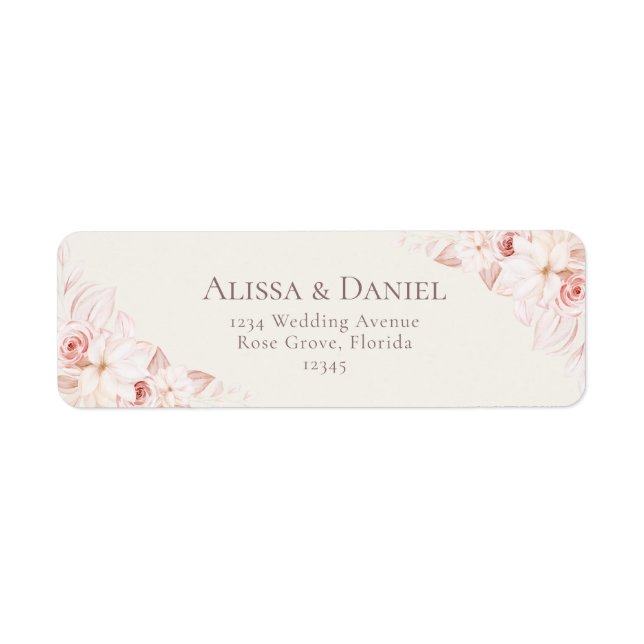 Romantique Blush Beige et rose Floral Étiquette de (Devant)