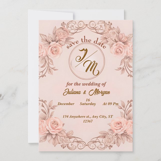 Romantique Blush Floral Enregistrer la carte de da (Devant)
