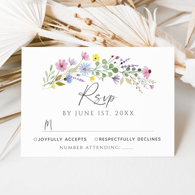 Romantique Boho Garden Fleur sauvage mariage carte (Créateur téléchargé)
