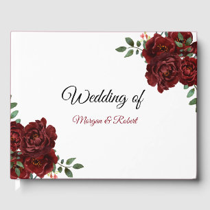 Romantique Bourgogne Rouge Rose Mariage Livre d'or