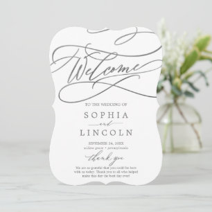 Romantique Calligraphie Argent Programme de mariag