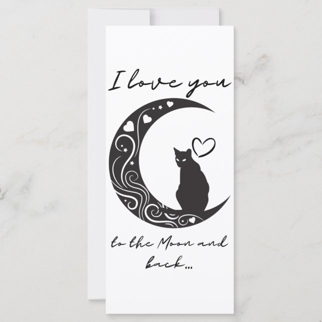 Romantique chat simple plié carte de voeux (Devant)