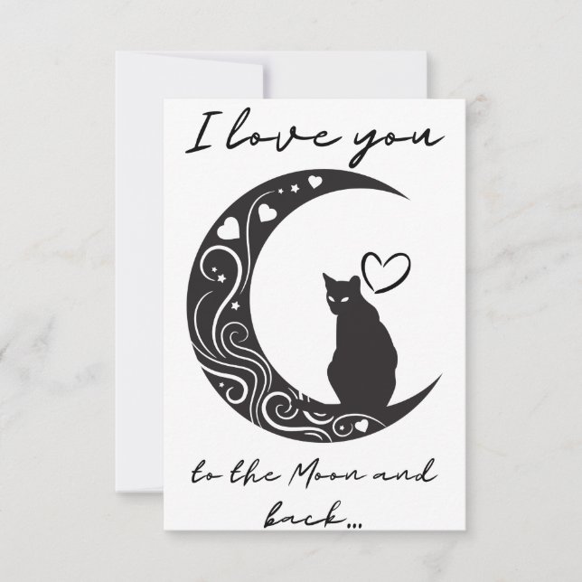 Romantique chat simple plié carte de voeux (Devant)