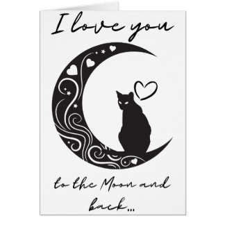 Romantique chat simple plié carte de voeux