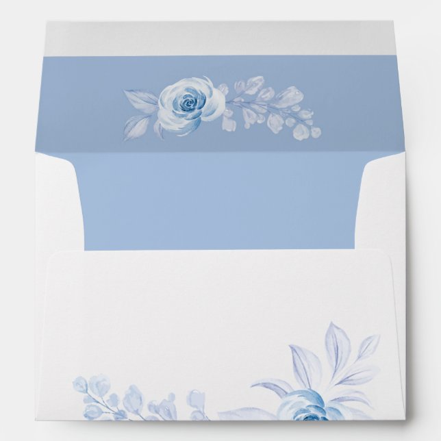 Romantique Chic Classic Blue Floral Enveloppes (Dos (Bas))