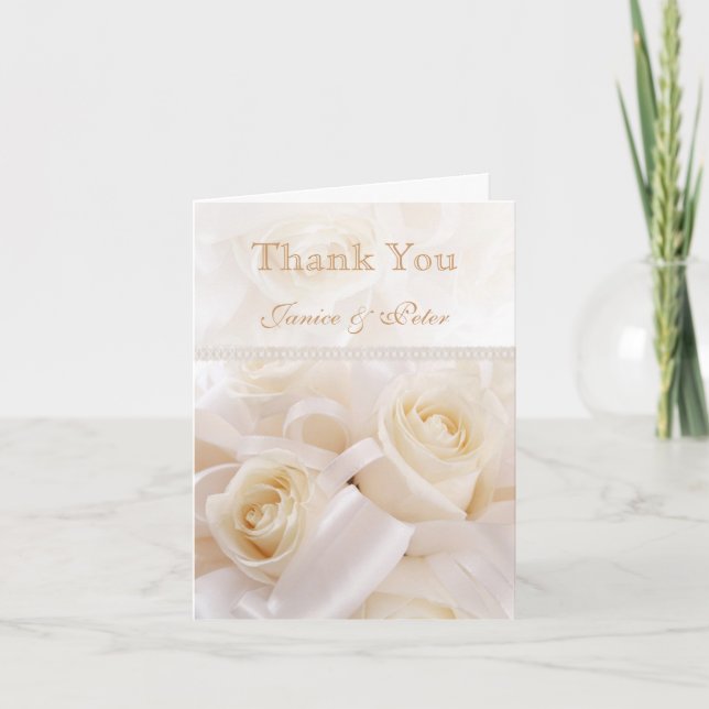 Romantique crème blanche rose Mariage Merci (Devant)