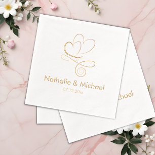 Romantique Deux Coeurs Personnalisé Noms & Date