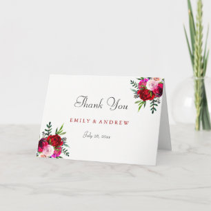 Romantique Elegant Rose rouge Mariage Carte de rem