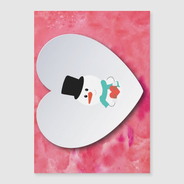 Romantique, élégante, coeur, carte magnétique Snow (Devant)