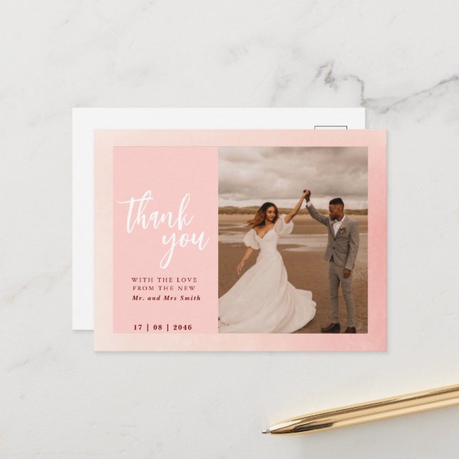 Romantique étonnant mariage merci cartes (Devant/Arrière en situation)