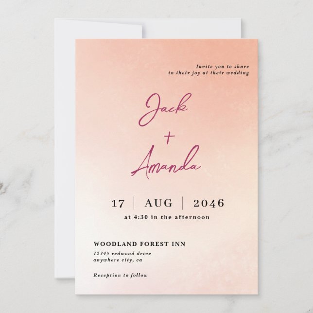Romantique étourdissante Aquarelle invitations mar (Devant)