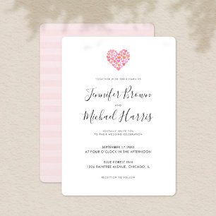 Romantique Faire-part de mariage de coeur rose