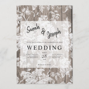 Romantique faire-part de mariage de fleurs rustiqu