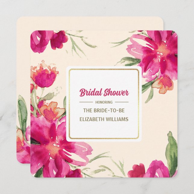 Romantique Floral Design Invitations de douche nup (Devant / Derrière)