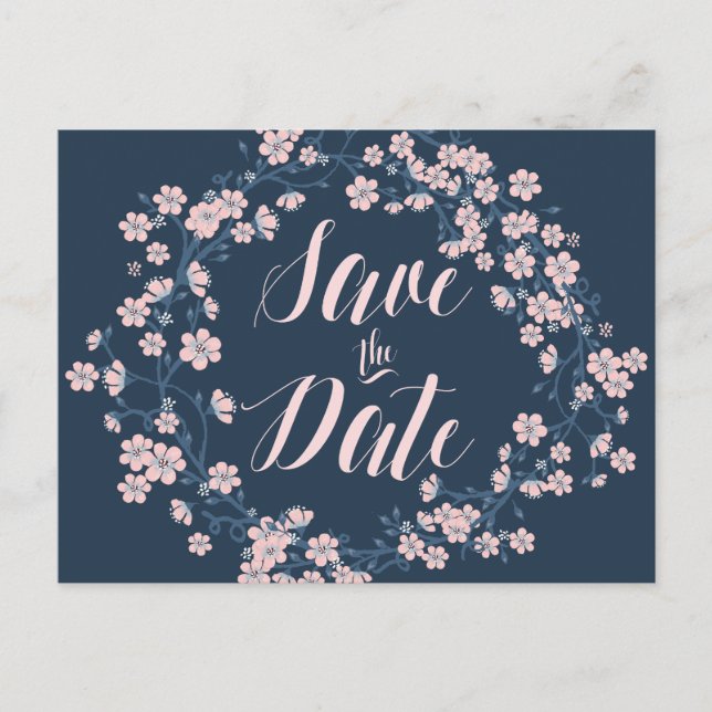 Romantique Floral Enregistrer la date Cartes posta (Devant)