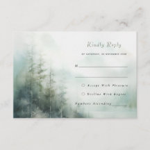 Romantique forêt verte Mariage Carte RSVP