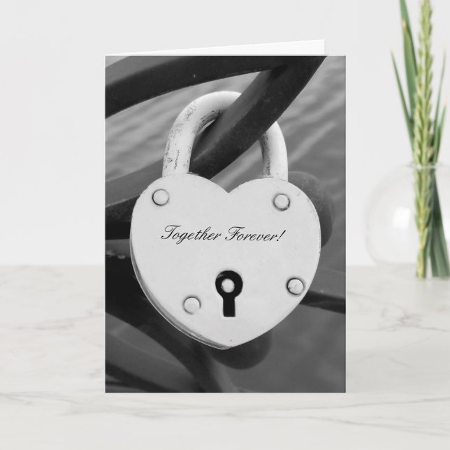 Romantique forme coeur amour serrure photo carte d (Devant)