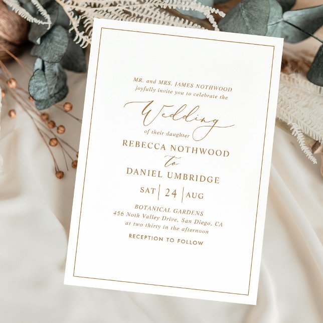 Romantique Gold Calligraphie Mariage Invitations (Créateur téléchargé)