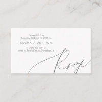 Romantique, gris foncé, Invitation RSVP, répondez
