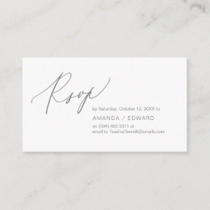 Romantique, gris foncé, Invitation RSVP, répondez
