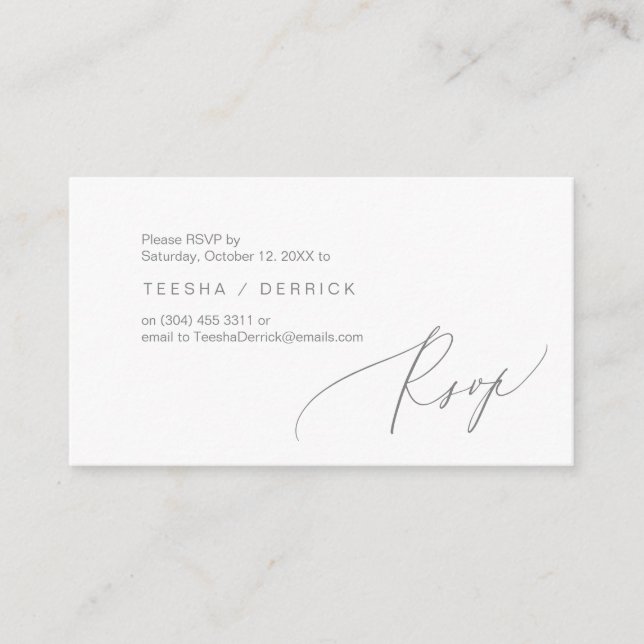 Romantique, gris foncé, Invitation RSVP, répondre (Devant)