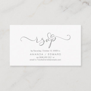 Romantique, gris, Invitation RSVP, répondez