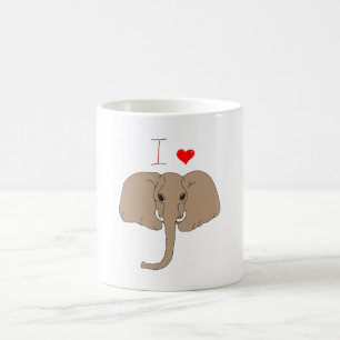 Romantique J'aime les éléphants Café Mug