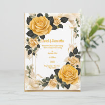Romantique jaune Rose Mariage Invitations