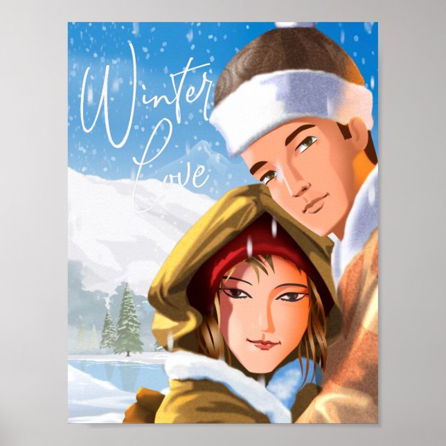 Romantique Joyeux Vacances Hiver Amour Poster Papi (Devant)
