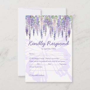 Romantique Lilac Wisteria Jardin Mariage RSVP Cart