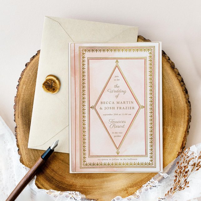 Romantique Livre d'antiquité Blush Faire-part de m (Créateur téléchargé)