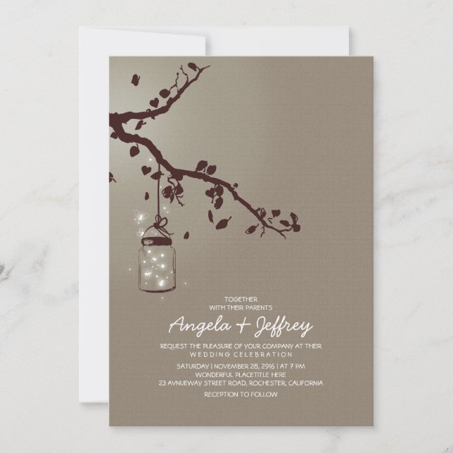 Romantique lucioles faire-part de mariage de bocal (Devant)