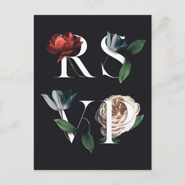Romantique mariage botanique RSVP Carte postale V  (Devant)