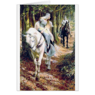 Romantique médiéval de cheval blanc de dame de