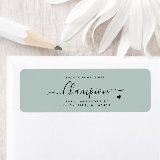 Romantique minimaliste Script Mint Green Mariage (En situation)