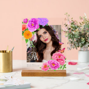 Romantique Monogramme Peonies Jardin Photo
