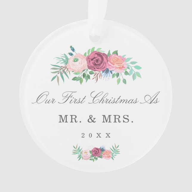 Romantique Pastel rose Floral Garland Mariage Phot (devant)