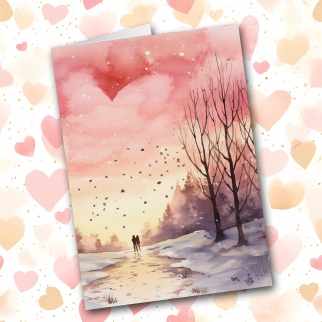 Romantique Promenade d'hiver Chérie Carte Saint-Va (Créateur téléchargé)