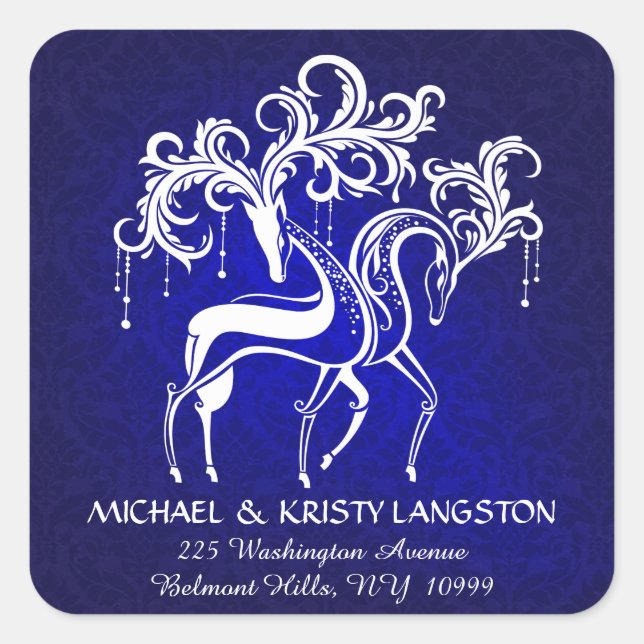 Romantique renne de Noël retour Adresse Sticker (Devant)