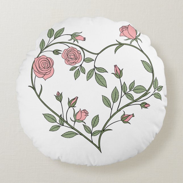 "Romantique Rose en forme de coeur Coussin de la v (Devant)