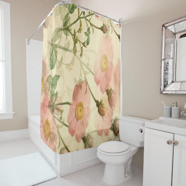 Romantique rose Roses rideau de salle de bain (En situation)