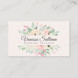 Romantique rougissent les cartes de visite floraux