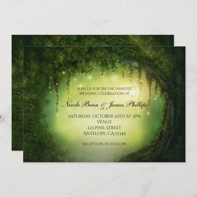 Romantique Rustique Enchanted Forêt Invitations (Devant / Derrière)