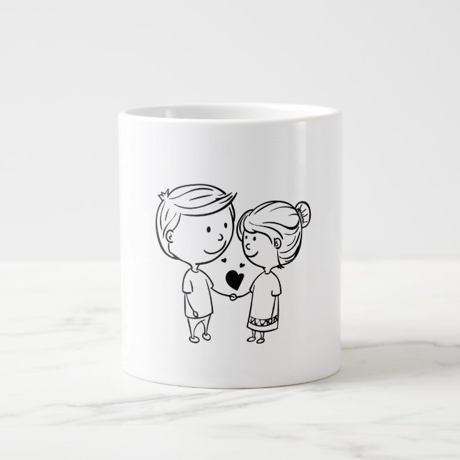 Romantique Saint Valentin Couple Clipart Mug (Devant)