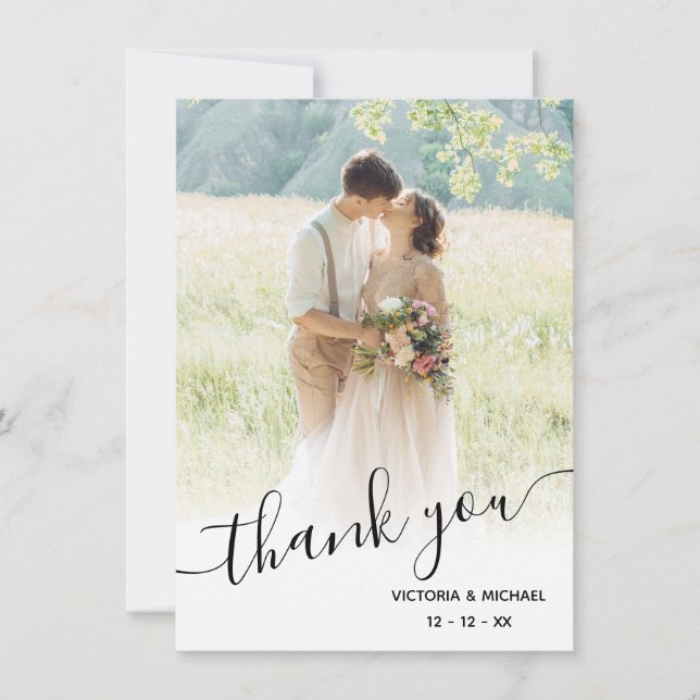 Romantique Script Mariage merci photo (Devant)