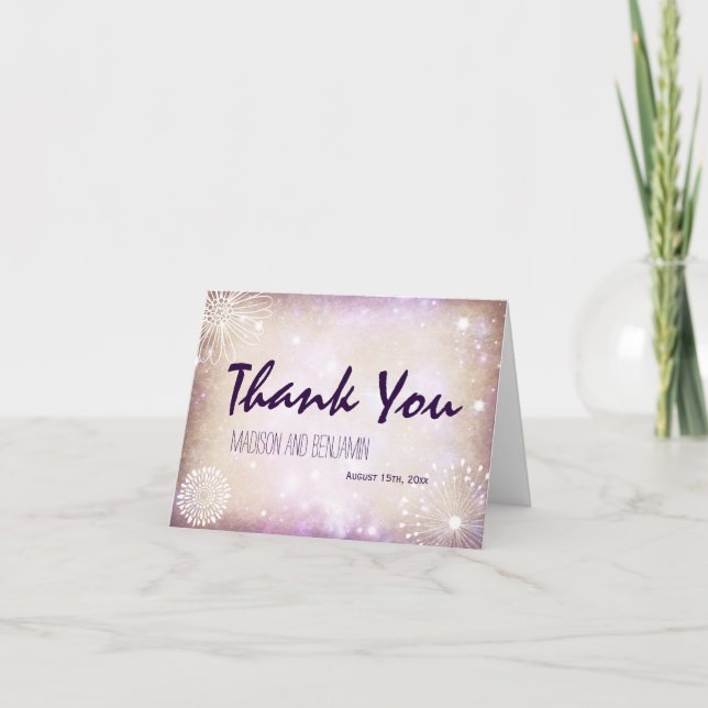 Romantique Starry Floral Mariage Merci Cartes (Devant)