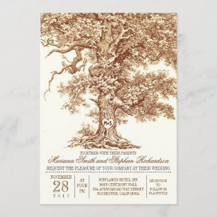 Romantique vieux chêne faire-part de mariage rusti