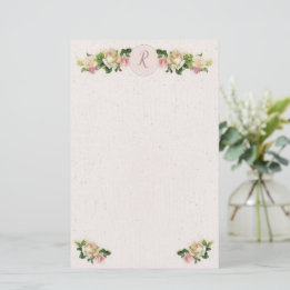 Romantique vieux Rose Monogramme papeterie